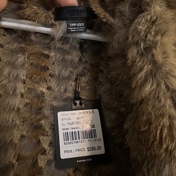 *NEW* Rudsak Rabbit fur vest size XS - Picture 4 of 8